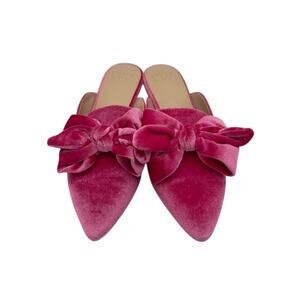 Crown & Ivy Pink Velvet Bow Mules Size 8